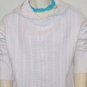 Republic White Cable Knit Hoodie Sweater Medium Cozy Minimalist